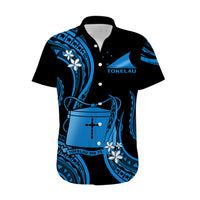 Tokelau Hawaiian Shirt Tokelauan Tatau With Badge Blue LT14 - Polynesian Pride