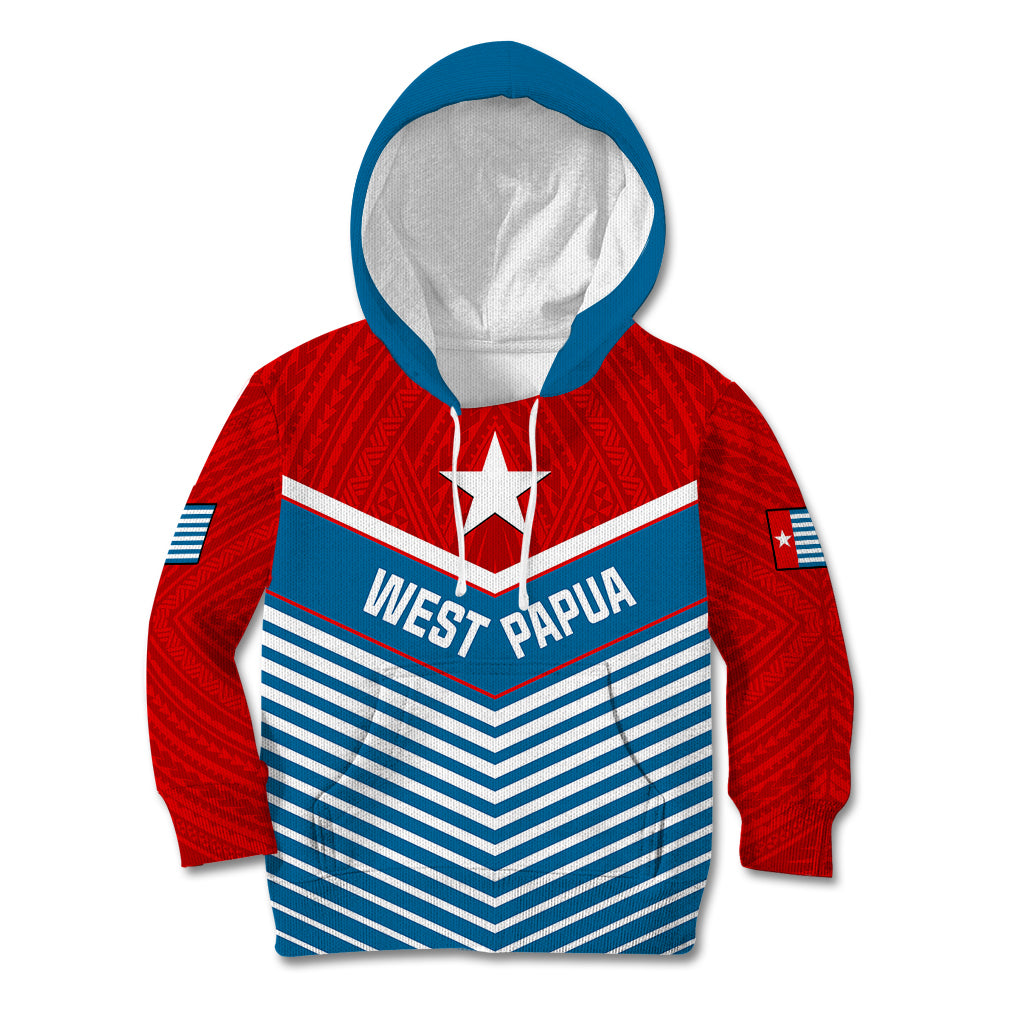 West Papua Kid Hoodie Coat Of Arms And Morning Star Flag LT14 Hoodie Blue - Polynesian Pride