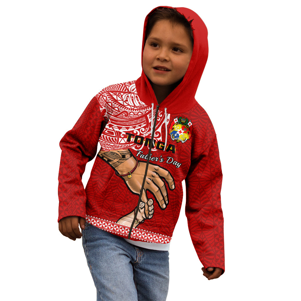 Tonga Fathers Day Kid Hoodie Red Tongan Ngatu I Love You Dad LT14 - Polynesian Pride