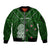 (Custom Text And Number) Aotearoa Rugby Sleeve Zip Bomber Jacket All Stars New Zealand Tiki Maori LT14 Unisex Green - Polynesian Pride