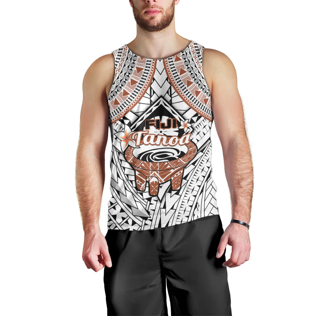 Fiji Tanoa Men Tank Top Kava Bowl Fijian Tapa Brown Pattern LT14 - Polynesian Pride