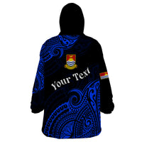 (Custom Personalised) Ribaberiki Kiribati Coat Of Arms Mix Blue Polynesian Wearable Blanket Hoodie LT14 - Polynesian Pride