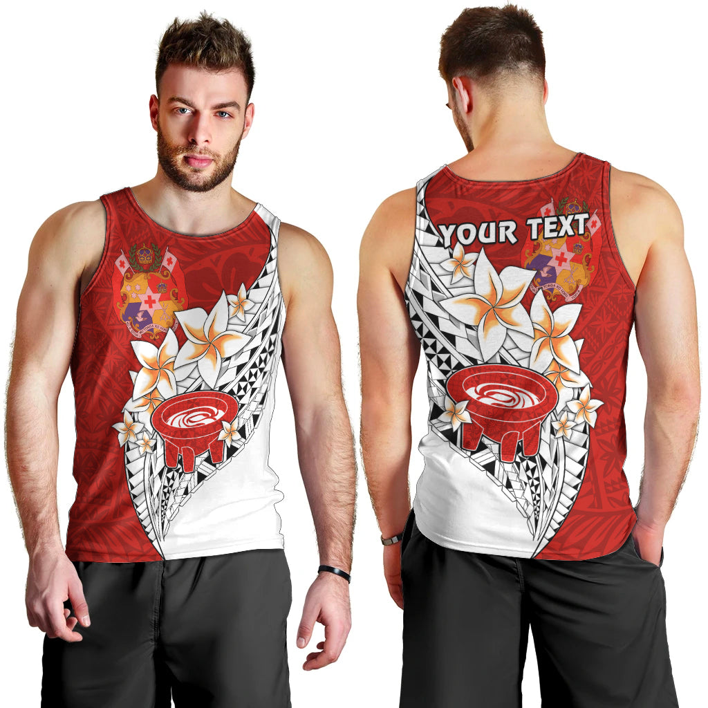 (Custom Personalised) Tonga Kava Bowl Men Tank Top Tongan Kupesi Ngatu Pattern White LT14 - Polynesian Pride