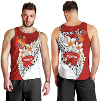 (Custom Personalised) Tonga Kava Bowl Men Tank Top Tongan Kupesi Ngatu Pattern White LT14 - Polynesian Pride