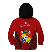 (Custom Personalised) Tonga Heilala Flowers Kid Hoodie Tongan Ngatu Black Special Verison LT14 - Polynesian Pride
