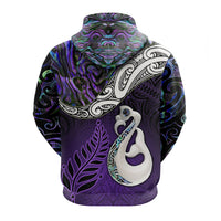 New Zealand Maori Hoodie Manaia Paua Shell Glitter Purple LT4 - Polynesian Pride