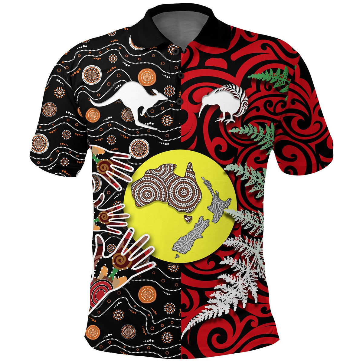 New Zealand Australia Polo Shirt Maori Aboriginal Unisex Black - Polynesian Pride