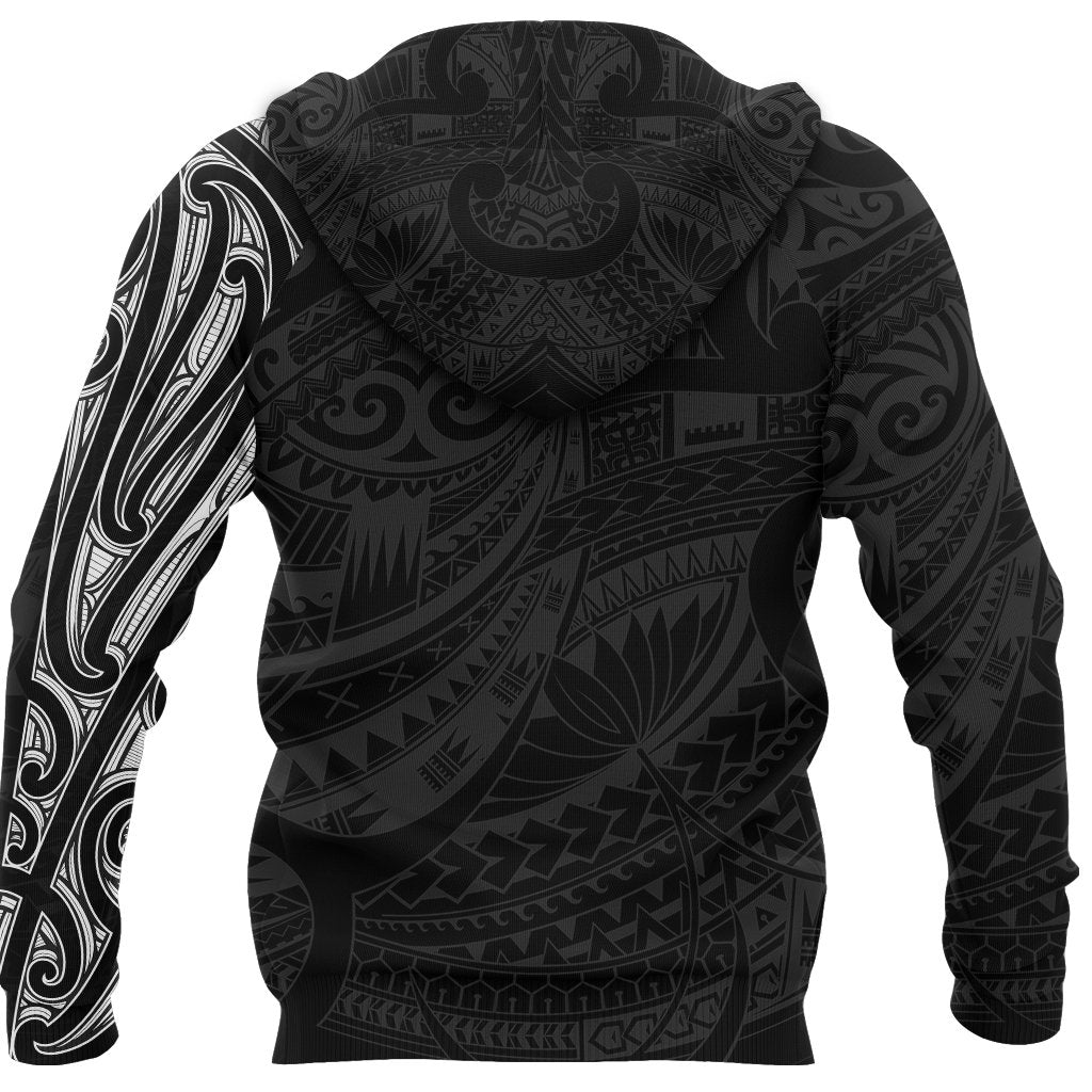 New Zealand Hoodie, Maori Lion Tattoo Pullover Hoodie White - Polynesian Pride