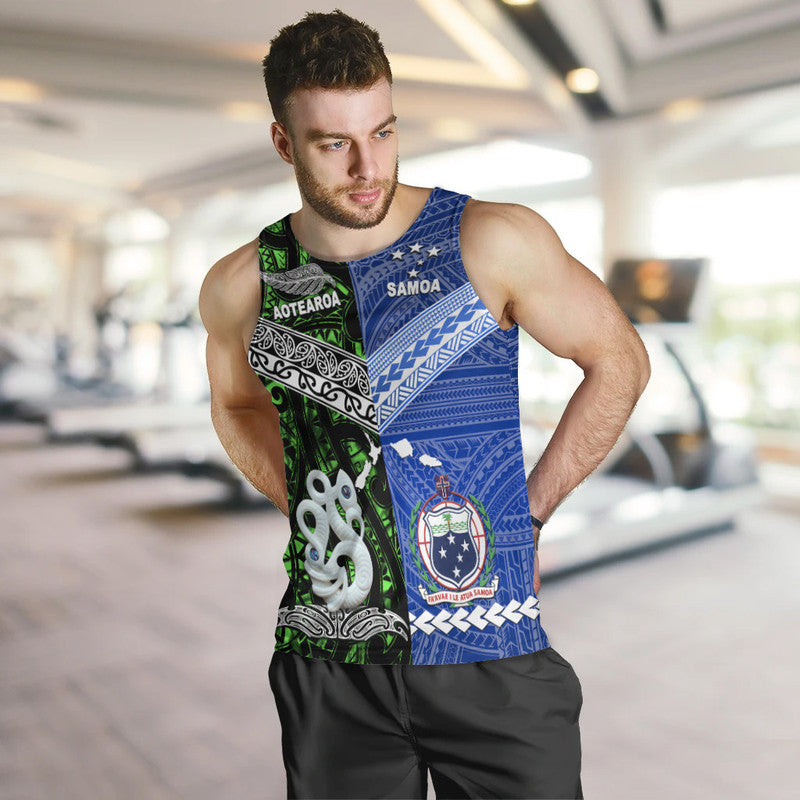 New Zealand And Samoa Men Tank Top Together - Green LT8 - Polynesian Pride