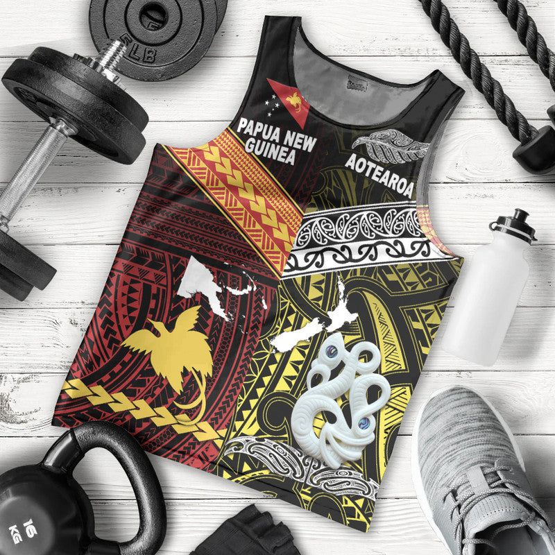 New Zealand And Papua New Guinea Men Tank Top Together - Yellow LT8 - Polynesian Pride
