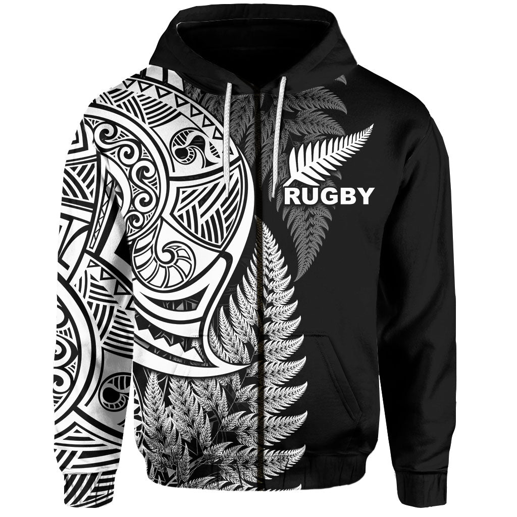 Maori Rugby Hoodie Tattoo Mix Fern Leaf LT6 - Polynesian Pride