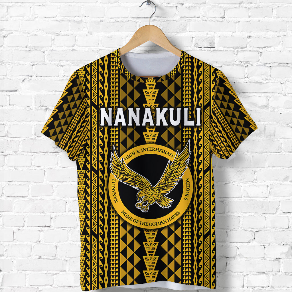 Custom Hawaii Nanakuli School T Shirt Golden Hawks Simple Style LT8 - Polynesian Pride