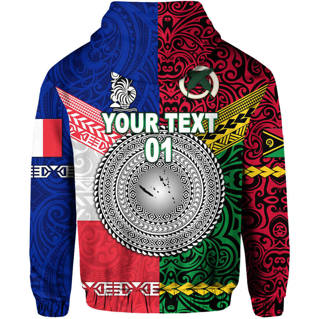 Custom Vanuatu New Caledonia Flag Style Zip Hoodie Together LT8 - Polynesian Pride