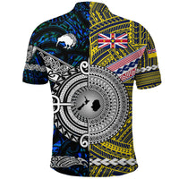 New Zealand Niue Polo Shirt Maori and Polynesian Together Blue LT8 - Polynesian Pride