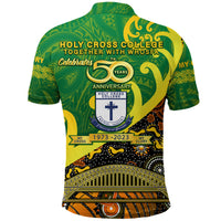 Whosfa Celebrates HCC Anniversary Fiji Australia Aboriginal Polo Shirt Silver Fern Koru Vibes Green LT8 - Polynesian Pride