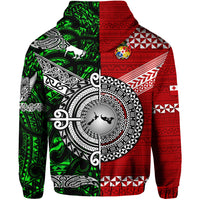 Custom New Zealand Tonga Hoodie Maori and Polynesian Together Green LT8 - Polynesian Pride