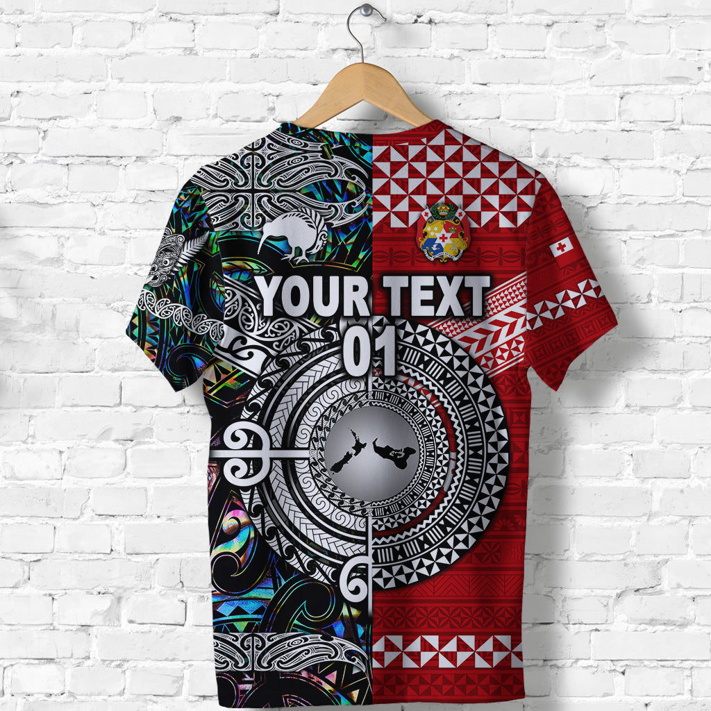 Custom New Zealand Maori Aotearoa Tonga Polynesian Together T Shirt Paua Shell, Custom Text and Number LT8 - Polynesian Pride