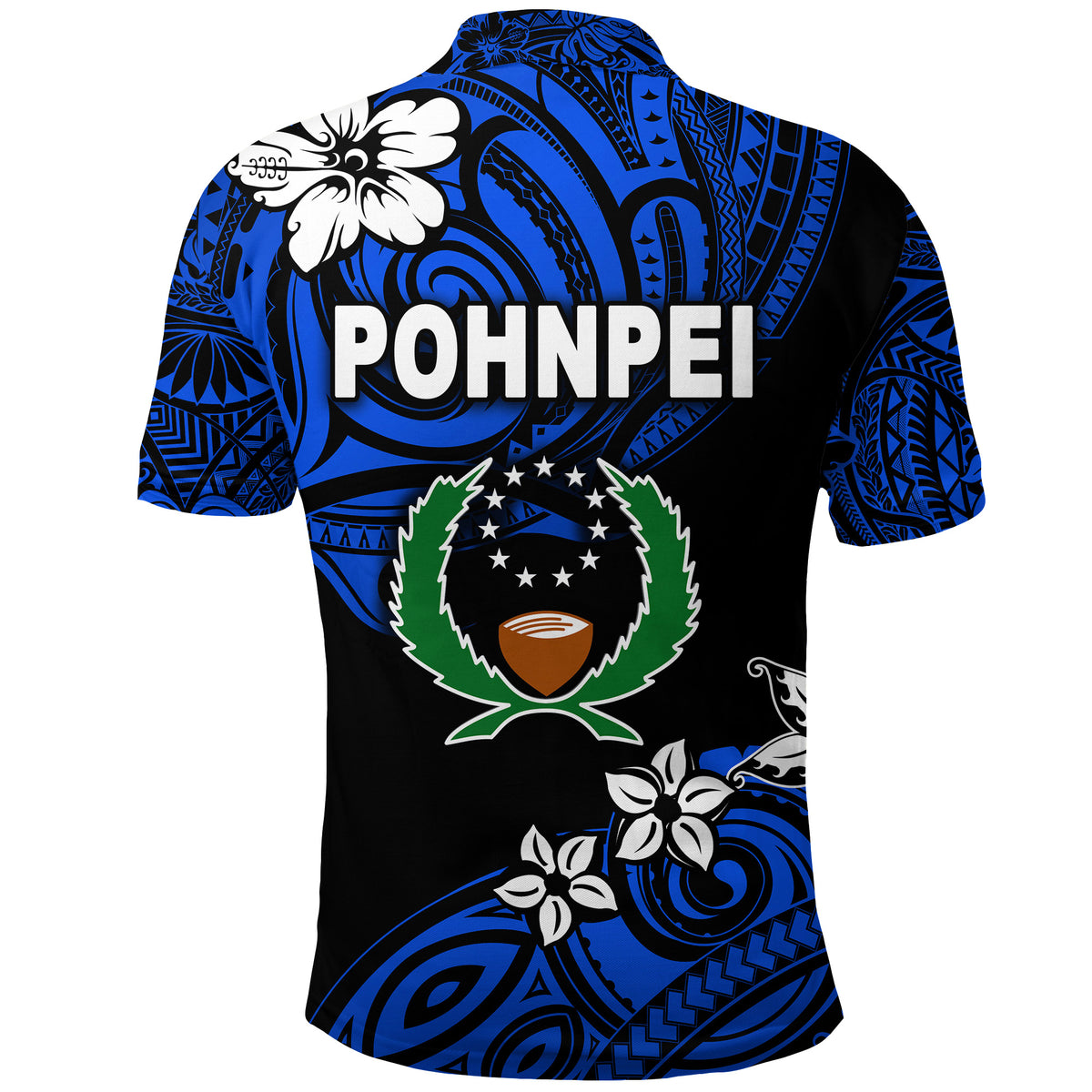 FSM Pohnpei Polo Shirt Unique Vibes Blue LT8 - Polynesian Pride