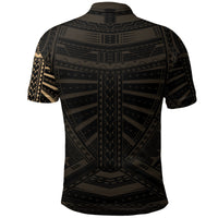 New Zealand Polo Shirt, Maori Samoan Polynesian Tattoo Golf Shirt Gold - Polynesian Pride