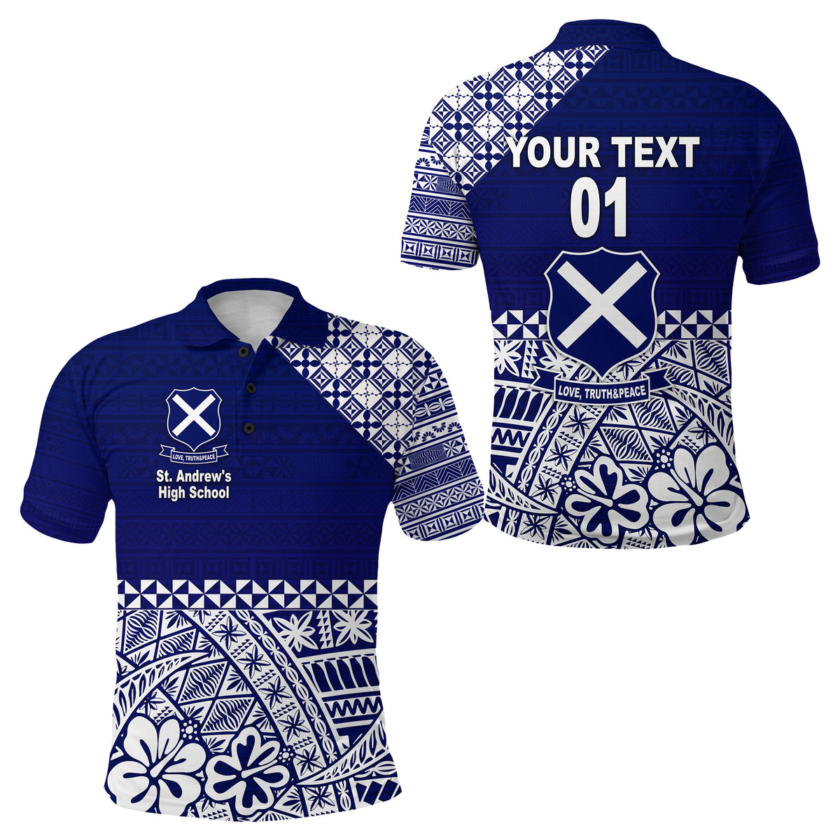 Custom St. andrews High School Polo Shirt Tonga Kupesi Vibes LT8 - Polynesian Pride
