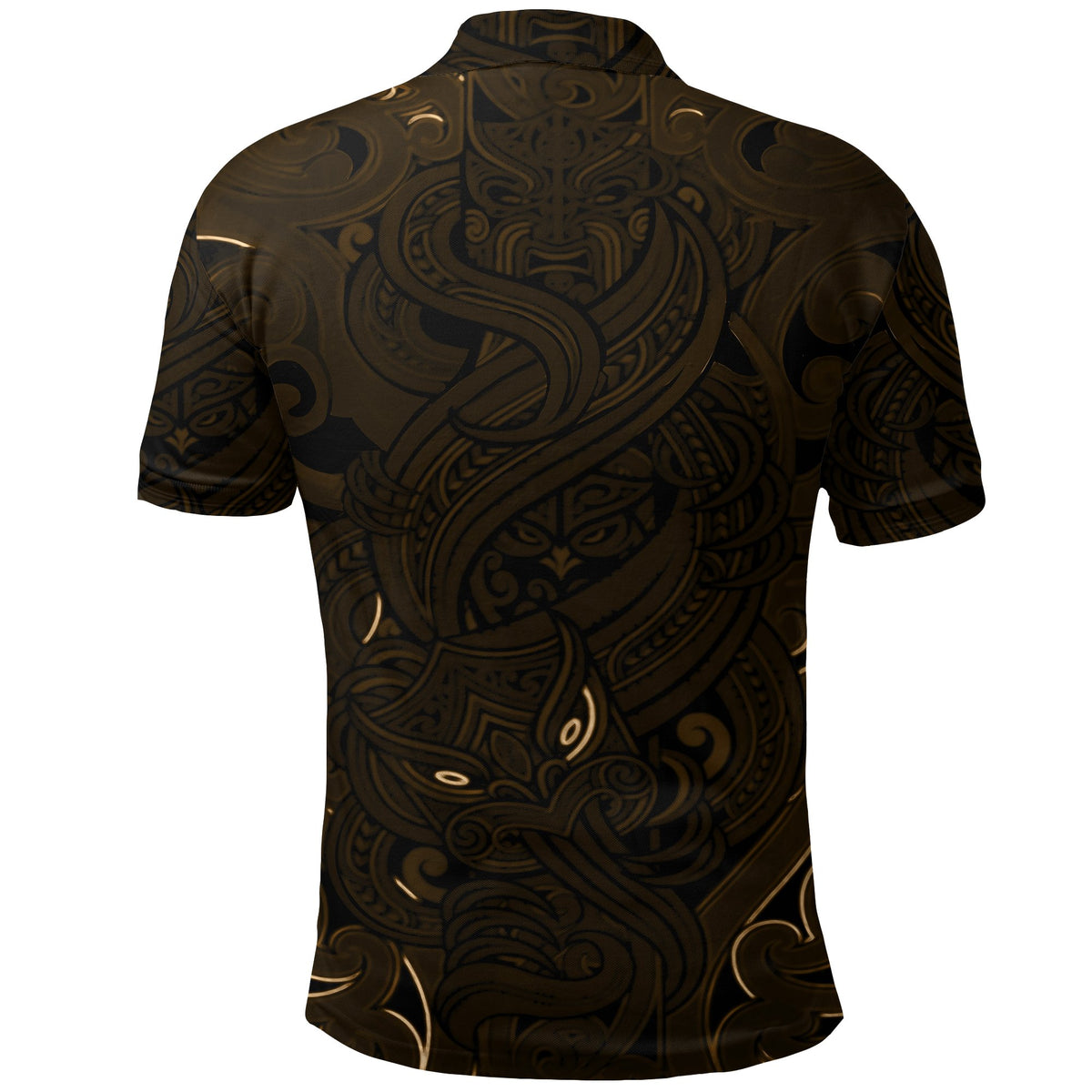 New Zealand Polo Shirt, Maori Gods Golf Shirt, Tumatauenga (God of War) Gold - Polynesian Pride