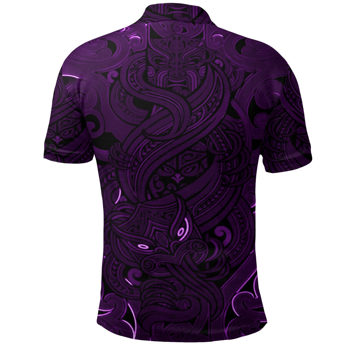 New Zealand Polo Shirt, Maori Gods Golf Shirt, Tumatauenga (God of War) Purple - Polynesian Pride