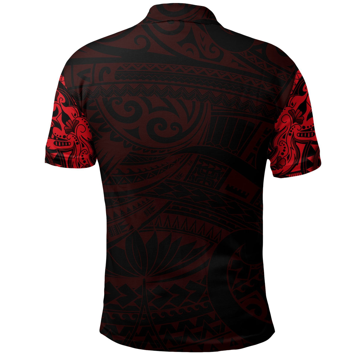 New Zealand Polo Shirt, Maori Tattoo Wolf Dragon Golf Shirt Red - Polynesian Pride