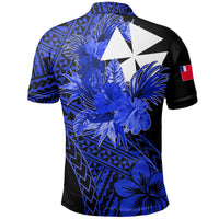 Wallis and Futuna Polo Shirt Hibiscus Blue No.2 Color LT6 - Polynesian Pride