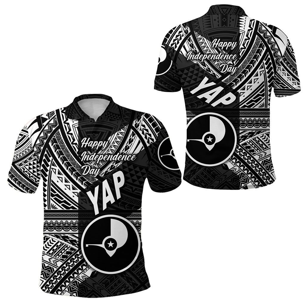 FSM Yap Polo Shirt Happy Independence Day Original Vibes Black LT8 Unisex Black - Polynesian Pride