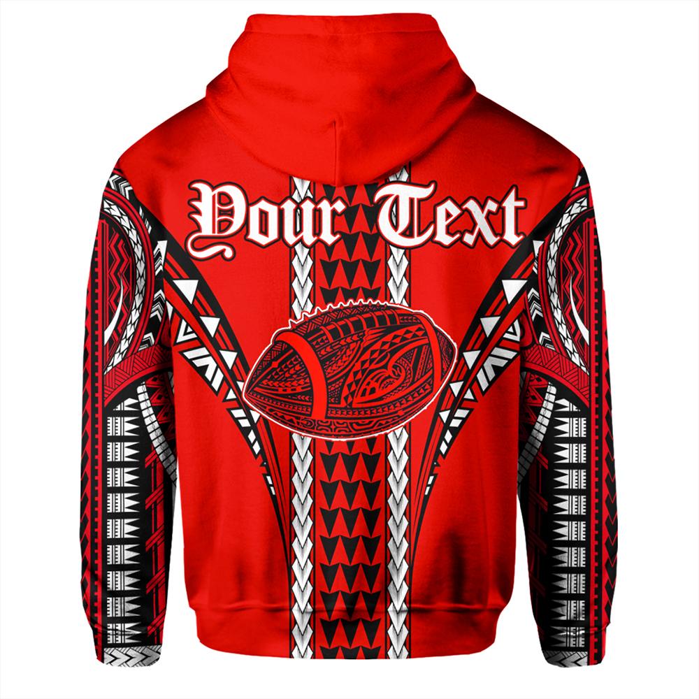 Custom Hawaii Hoodie Red Football Pullover Hoodie - Polynesian Pride