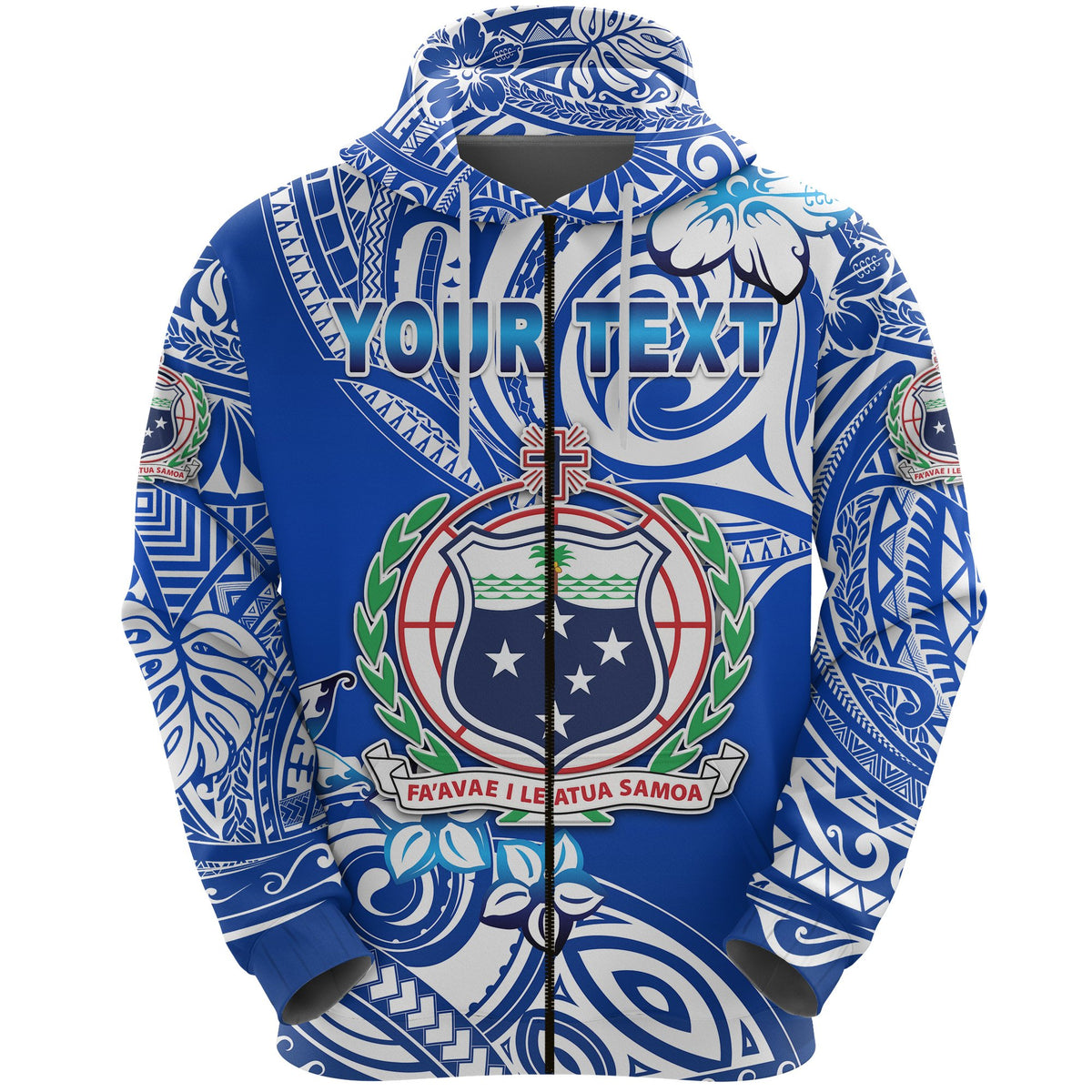 Custom Manu Samoa Rugby Zip Hoodie Unique Vibes Coat of Arms White - Polynesian Pride