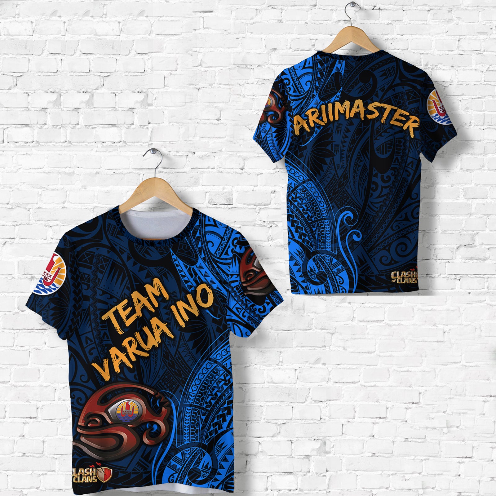 Ariimaster Number 8 Tahiti PC T Shirt Team Varua Ino Original 011 LT8 Unisex Blue - Polynesian Pride