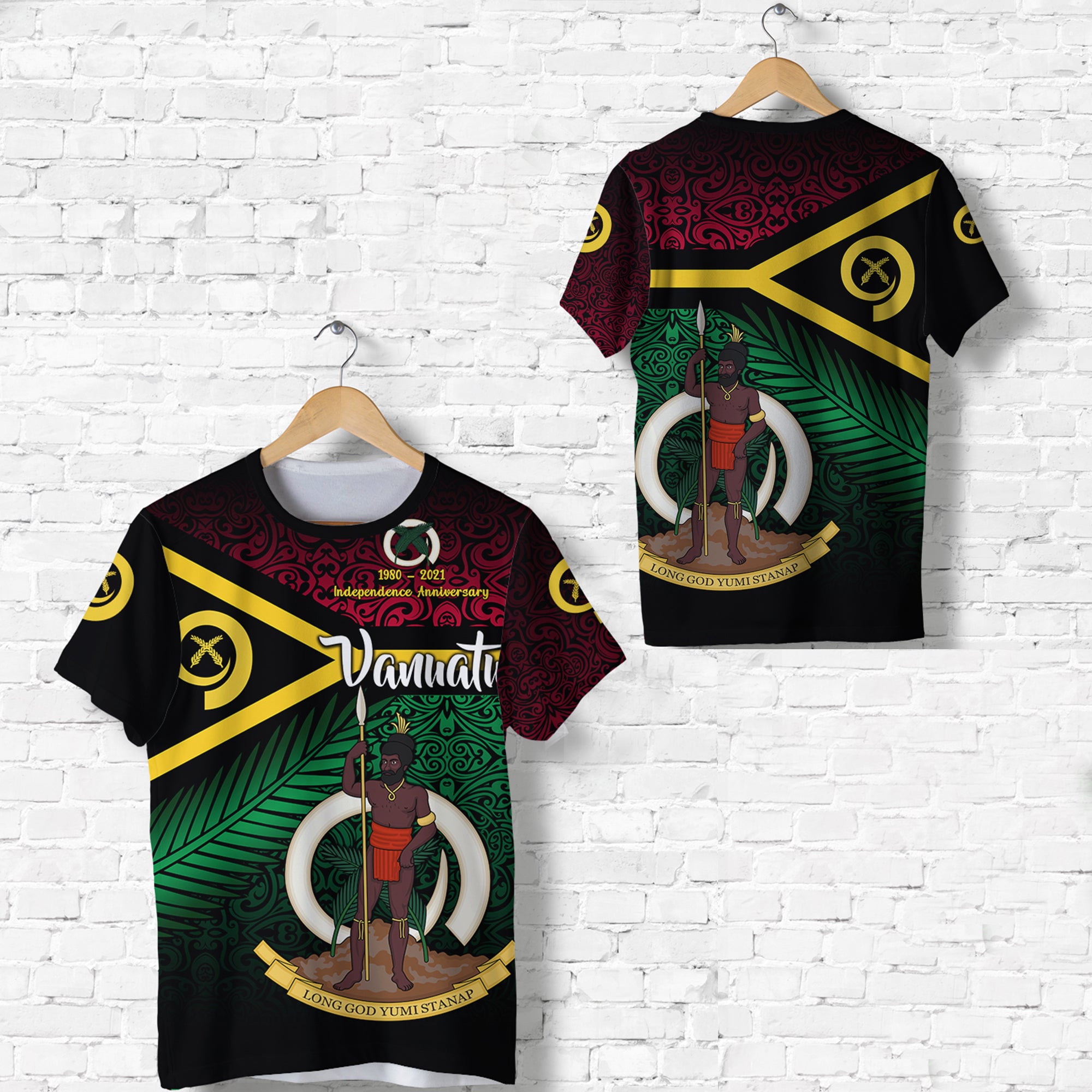 Vanuatu T Shirt Special Independence Anniversary Original Flag Style LT8 Unisex Black - Polynesian Pride