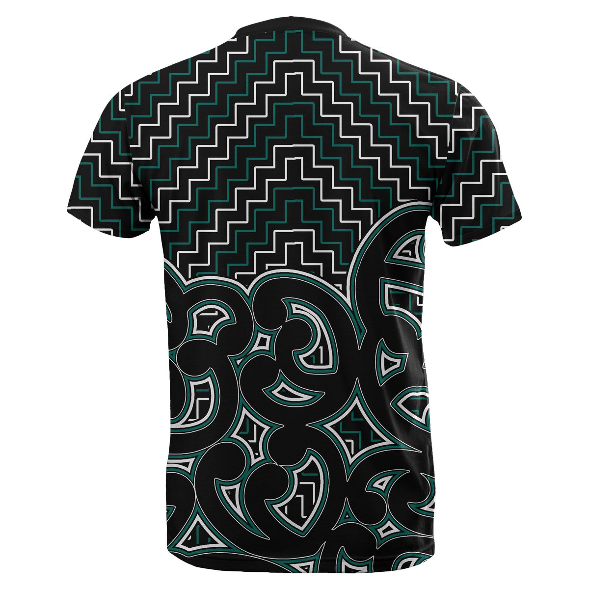 New Zealand T Shirt Maori Graphic Tee patterns Green LT6 - Polynesian Pride