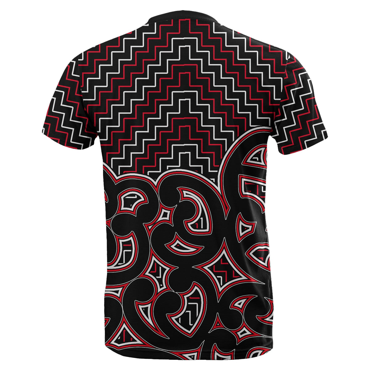 New Zealand T Shirt Maori Graphic Tee patterns Red LT6 - Polynesian Pride