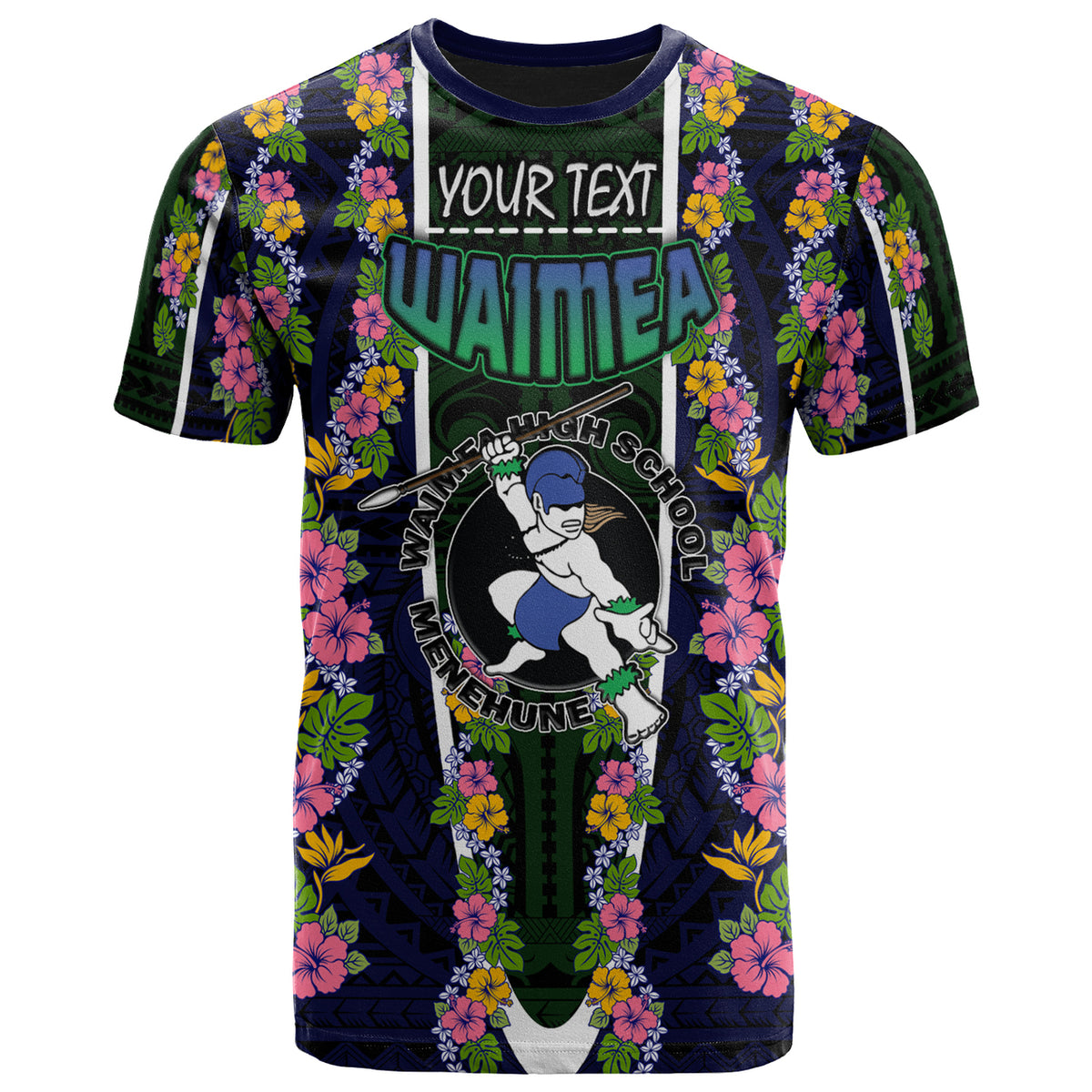 Hawaii Waimea High School Custom T Shirt Waimea High School Polynesian With Floral Pattern LT10 - Polynesian Pride