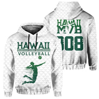 Volleyball Sport Kakau Hawaii Hoodie White Unisex White - Polynesian Pride