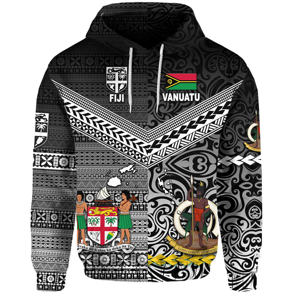 Custom Vanuatu Fiji Hoodie Together Black, Custom Text and Number LT8 - Polynesian Pride