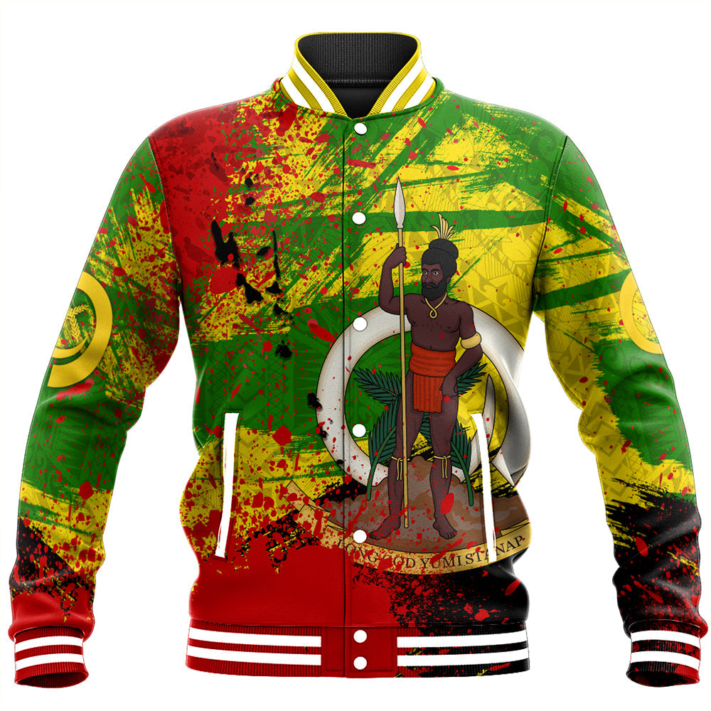 Vanuatu Independence Day Grunge Baseball Jacket LT10 Unisex Yellow - Polynesian Pride