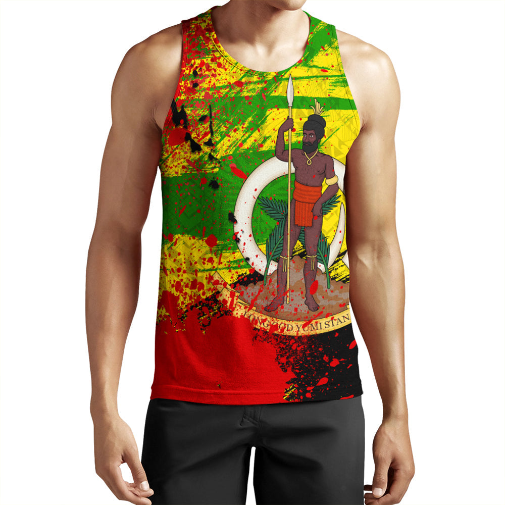 Vanuatu Independence Day Grunge Tank Top LT10 Yellow - Polynesian Pride