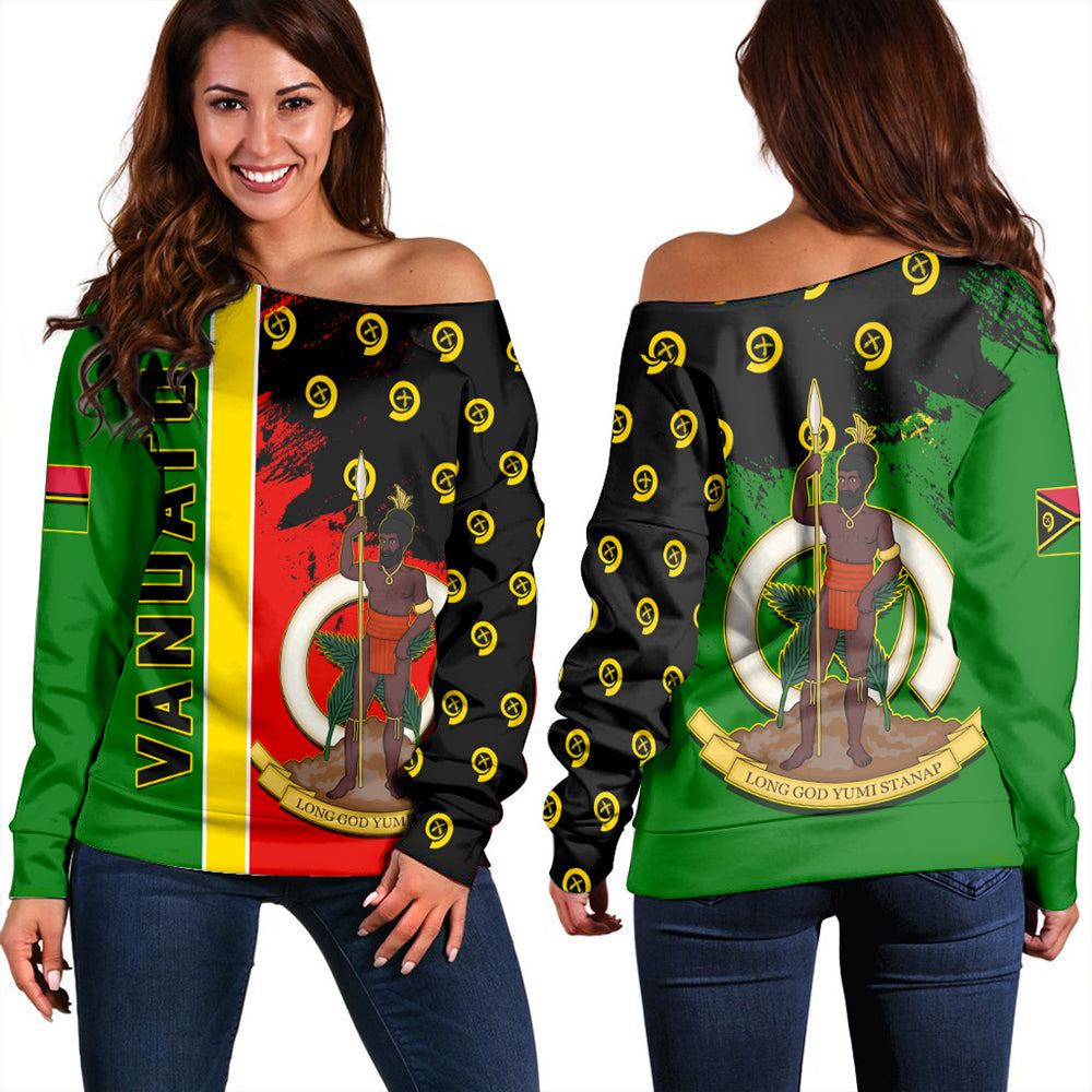 Vanuatu Flag Pattern Style Women Off Shoulder LT10 Women Yellow - Polynesian Pride