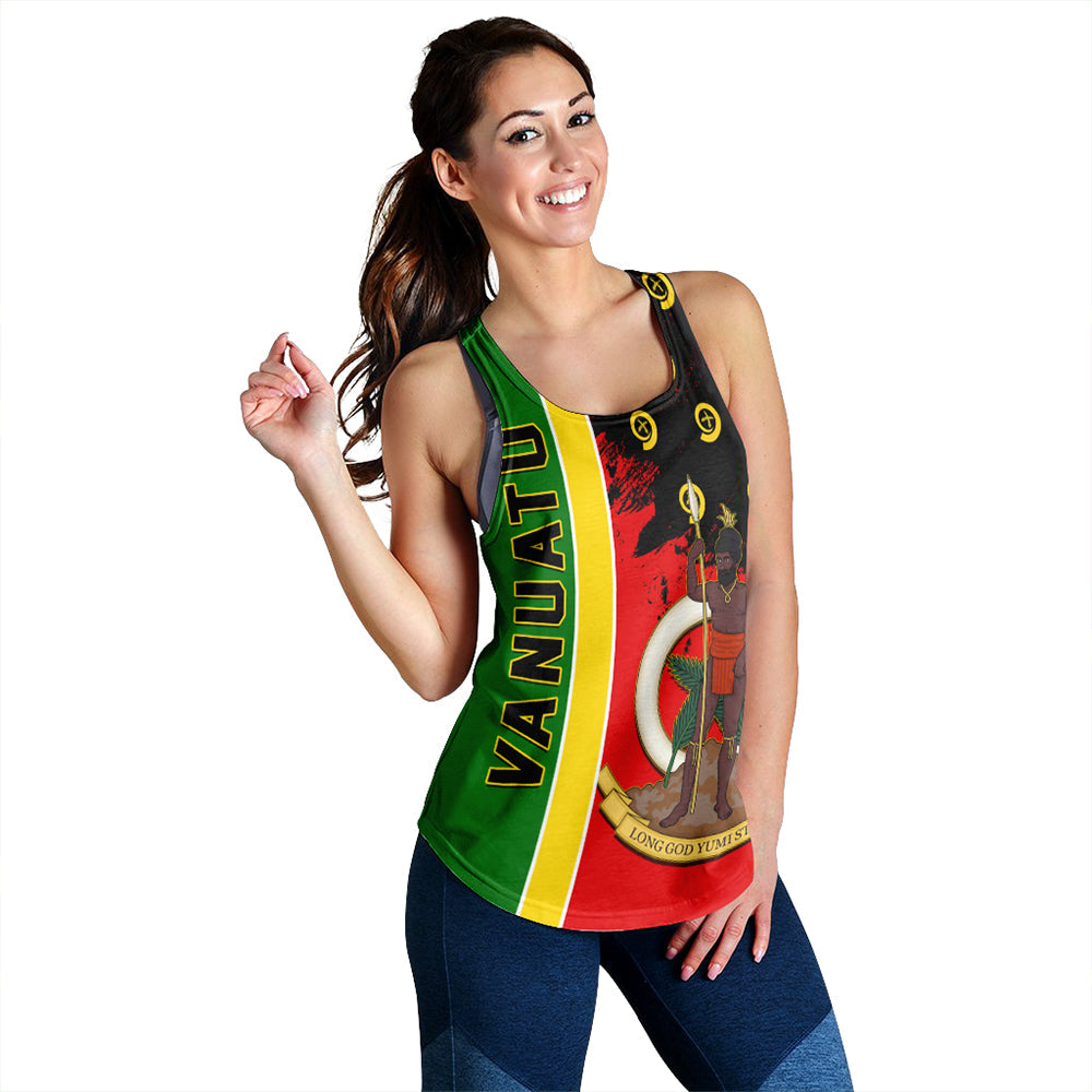 Vanuatu Flag Pattern Style Racerback Tank LT10 Yellow - Polynesian Pride