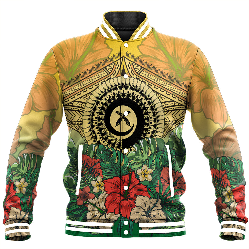 Vanuatu Polynesian Hibiscus Baseball Jacket LT10 Unisex Yellow - Polynesian Pride