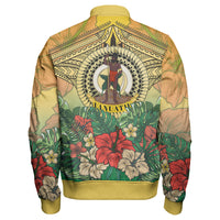 Vanuatu Polynesian Hibiscus Sleeve Zip Bomber Jacket LT10 - Polynesian Pride