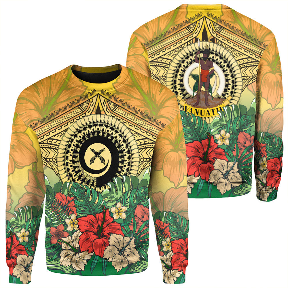 Vanuatu Polynesian Hibiscus Sweatshirt LT10 Unisex Yellow - Polynesian Pride