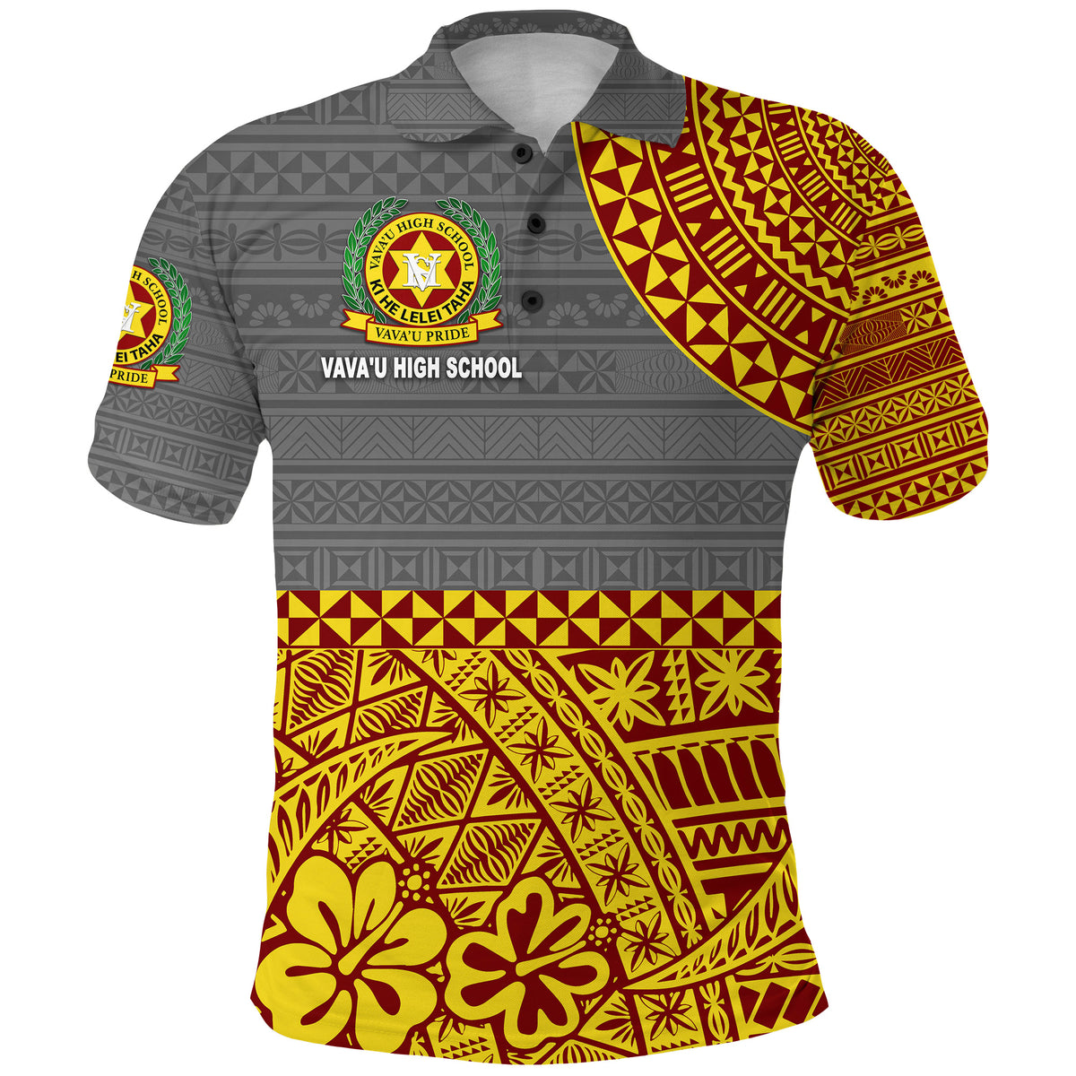 Tonga Vavau High School Polo Shirt Kupesi Vibes Grey LT8 - Polynesian Pride