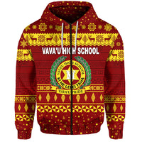 Custom Vavau High School Christmas Zip Hoodie Simple Style Maroon LT8 - Polynesian Pride