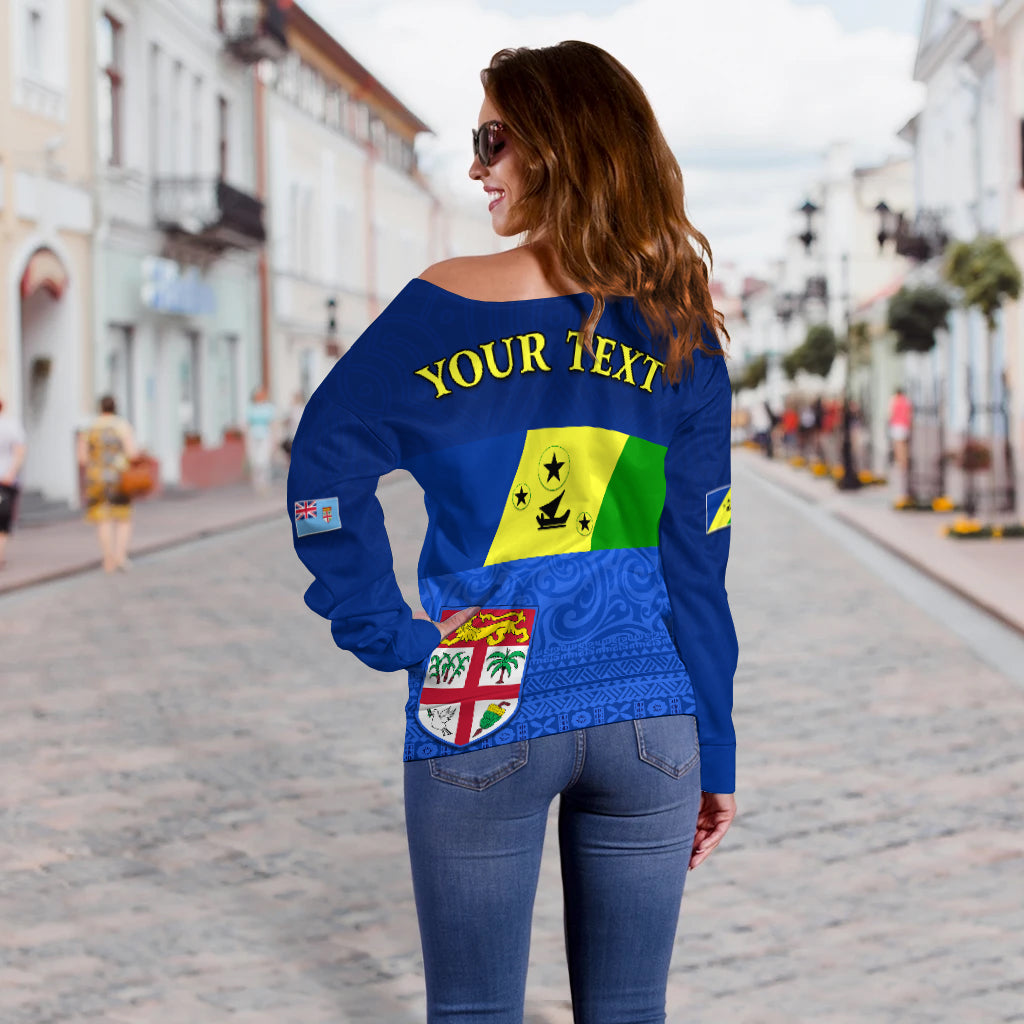 (Custom Personalised) Malampa Fiji Day Off Shoulder Sweater Vanuatu Proud LT13 - Polynesian Pride