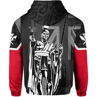 Hawaii King Flag Polynesian Hoodie (Zip up) Gray - Polynesian Pride