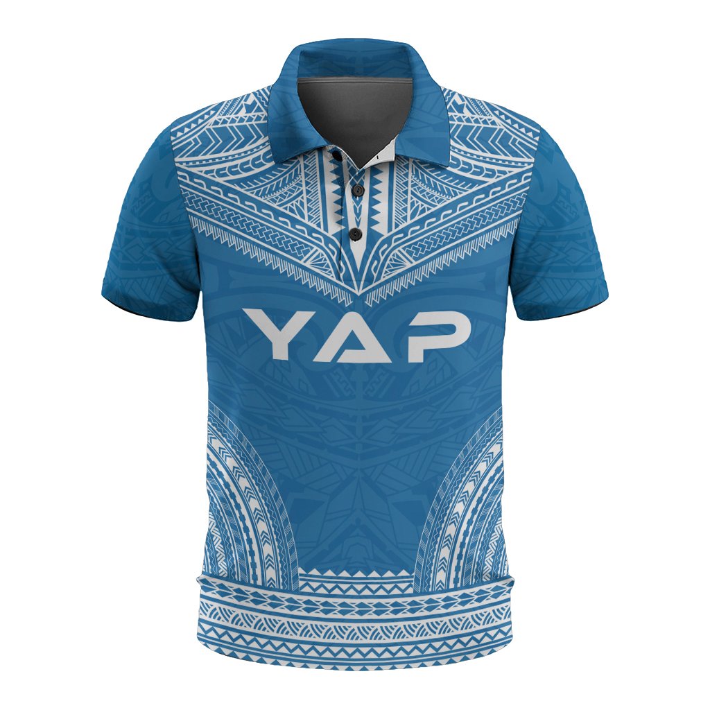 Yap Polo Shirt Coat Of Arms Polynesian Chief Tattoo Flag Version Unisex White - Polynesian Pride